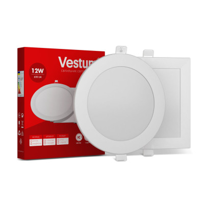 Круглий світлодіодний врізний світильник Vestum 12W 6000K 220V 1-VS-5109, 1-VS-5109