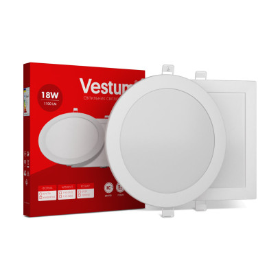 Светильник LED врезной круглый Vestum 18W 6000K 220V, 1-VS-5110