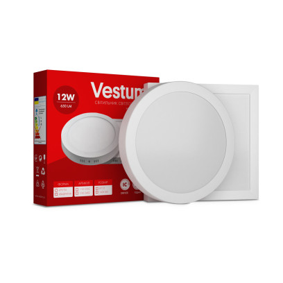 Квадратний світлодіодний накладний світильник Vestum12W 6000K 220V 1-VS-5406, 1-VS-5406