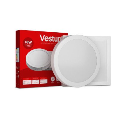 Квадратний світлодіодний накладний світильник Vestum 18W 6000K 220V 1-VS-5407, 1-VS-5407