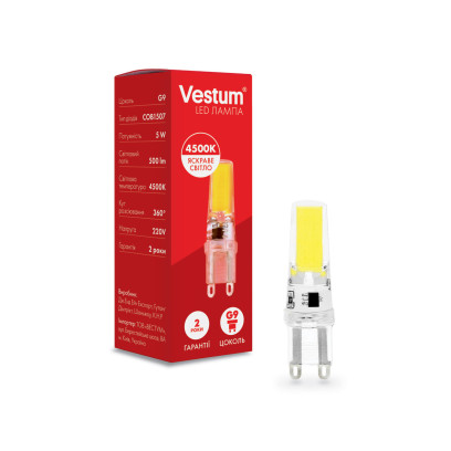 Світлодіодна лампа Vestum G9 5W 4500K 220V, 1-VS-8302