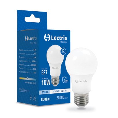 Світлодіодна лампа Lectris A60 10W 6500K 220V E27 1-LC-1110, 1-LC-1110