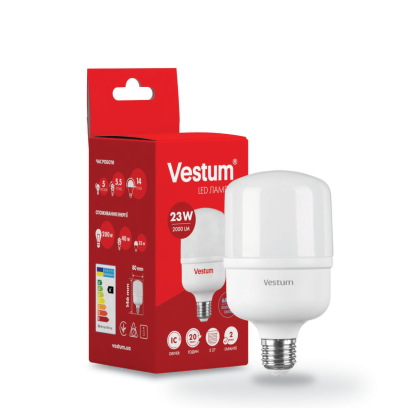 Світлодіодна високопотужна лампа Vestum T100 23W 6500K 220V E27 1-VS-1601, 1-VS-1601