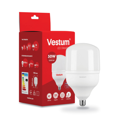 Світлодіодна високопотужна лампа Vestum T140 50W 6500K 220V E27 1-VS-1604, 1-VS-1604