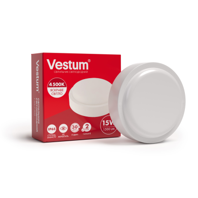 Світлодіодний круглий світильник ЖКГ Vestum 15W 4500K 220V 1-VS-7103, 1-VS-7103