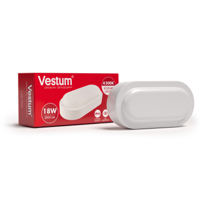 Світлодіодний овальний світильник ЖКГ Vestum 18W 4500K 220V ЖКХ 1-VS-7204, 1-VS-7204