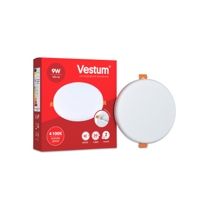 Круглий світлодіодний врізний світильник "без рамки" Vestum 9W 4100K 1-VS-5504, 1-VS-5504