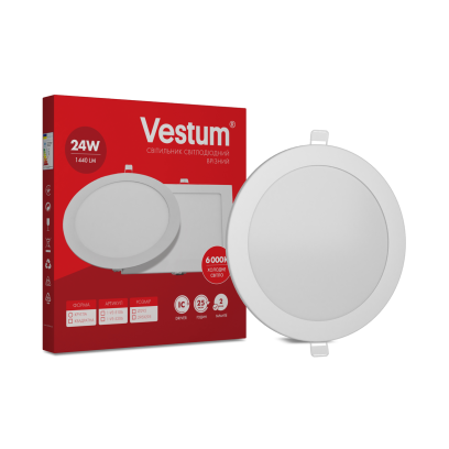 Круглий світлодіодний врізний світильник Vestum 24W 6000K 220V 1-VS-5106, 1-VS-5106