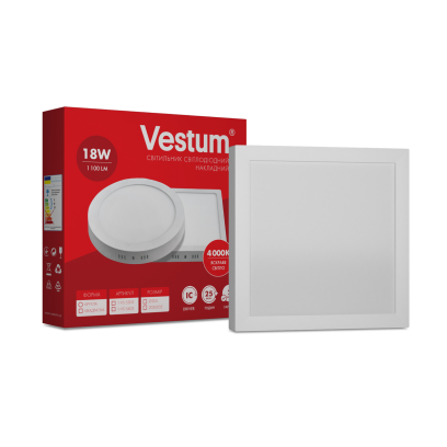 Квадратний світлодіодний накладний світильник Vestum 18W 4000K 220V 1-VS-5403, 1-VS-5403