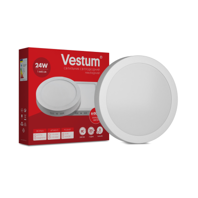 Круглий світлодіодний накладний світильник Vestum 24W 6000K 220V 1-VS-5304, 1-VS-5304