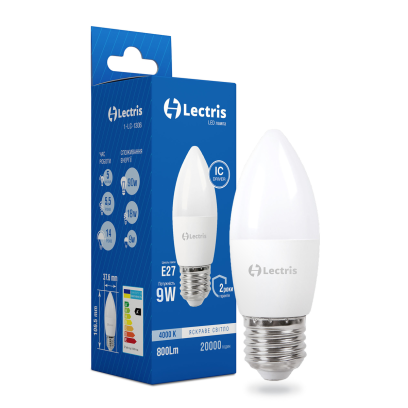 Світлодіодна лампа Lectris  С37 9W 4000K 220V E27 1-LC-1306, 1-LC-1306