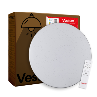 Светильник светодиодный Vestum SIMPLE звездное небо 72W 375*60мм 3000К- 6500К 5600Lm с пультом, VS-81001