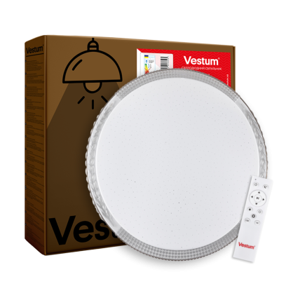 Світильник світлодіодний Vestum CRYSTAL зоряне небо 72W 395*60мм 3000К- 6500К 5600Lm з пультом верба, VS-81034