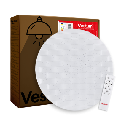 Світильник світлодіодний Vestum CELL зоряне небо 96W 480*65мм 3000К- 6500К 7500Lm з пультом срібло, VS-81040