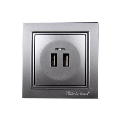 Розетка USB (2 порти) 2 A Enzo Срібний камінь, EH-5320-ST