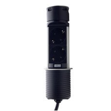 Розетка меблів (вертикальна) 2 x 16 А, 2 x USB 2,4 А, метал + провід 3 x 1.5 mm²