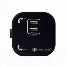 Розетка трекова подвійна USB Pandora Black (Чорний) 2,4 А
