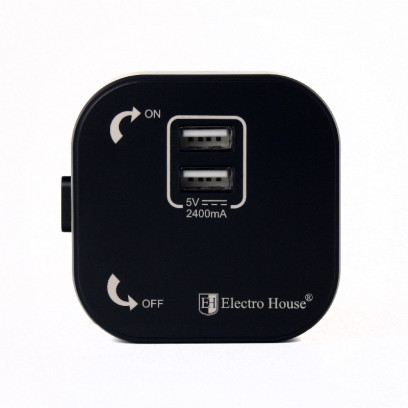 Розетка трекова подвійна USB Pandora Black (Чорний) 2,4 А, EH-PT-002B