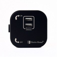 Розетка трекова подвійна USB Pandora Black (Чорний) 2,4 А