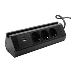  Розетка меблева кухонна (горизонтальна) 3 x 16 А, USB A+C 3,4 А, метал + провід 3 x 1.5 mm?