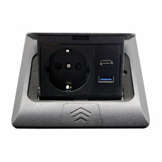  Розетка для підлоги Чорний 16 А + 2 USB (type C+A) 2,1 А IP44