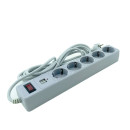 Мережевий фільтр 5 гнізд із заземленням, 3 м, 2USB, захисні шторки Сірий, EH-NFGU-5.3