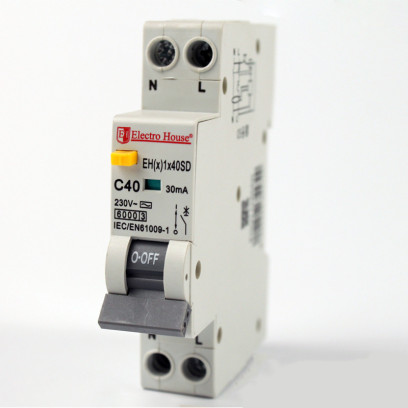 Дифференциальный автомат  40 A 1p+N (1 модуль) 230-240 В 6 кА, EH(x) 1x40SD