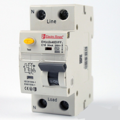 Дифференциальный автомат  40 A 1p+N (2 модуля) 230-240 В 4,5 кА, EH(x) 2x40DIFF