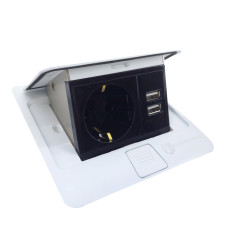Розетка врезная для пола Белый 16 А + 2 USB 2,1 А IP44