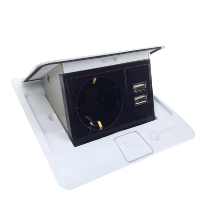Розетка врізна для підлоги Білий 16 А + 2 USB 2,1 А IP44, EH-F009