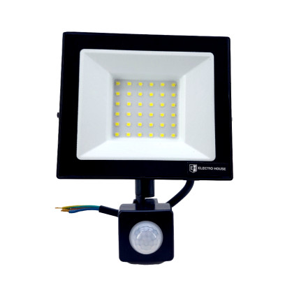 LED прожектор с д. движения 50 Вт 6500К 4500 Лм IP65, EH-LP-214