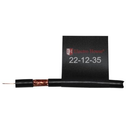 Кабель коаксіальний RG-6U 100% Мідь 0,75 Мідна фольга 100 мідних жил ПЕ/чорний, 22-12-35
