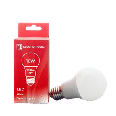 LED лампа A60 E27 10 Вт 4100К, EH-LMP-10A60