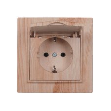 Розетка з кришкою Термопластик IP44 з/з 16 А Enzo Світле дерево