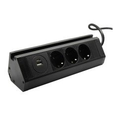  Розетка меблева кухонна (горизонтальна) 3 x 16 А, USB A+C 3,4 А, метал + провід 3 x 1.5 mm?