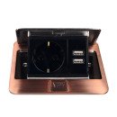 Розетка напольная врезная (лючок в пол) с заземлением 16 А + 2 USB выхода 2,1 А IP44, EH-F007