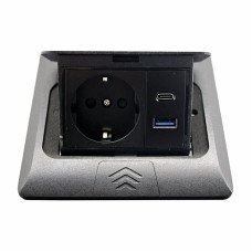  Розетка для підлоги Чорний 16 А + 2 USB (type C+A) 2,1 А IP44