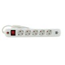 Подовжувач 5 гнізд із заземленням, 3 м, 2USB, з кнопкою перевантаження та вимикачем Білий, EH-NFW-5.3ex