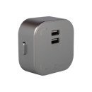 Розетка трекова подвійна USB Pandora (Сірий) 2,4 А, EH-PT-002