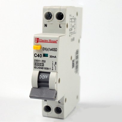 Диференціальний автомат 40 A 1p+N (1 модуль) 230-240 В 6 кА, EH(x) 1x40SD