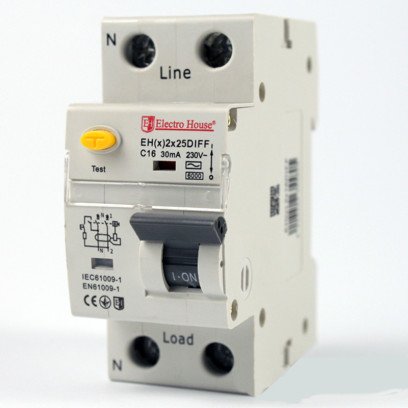 Дифференциальный автомат  25 A 1p+N (2 модуля) 230-240 В 6 кА, EH(x) 2x25DIFF