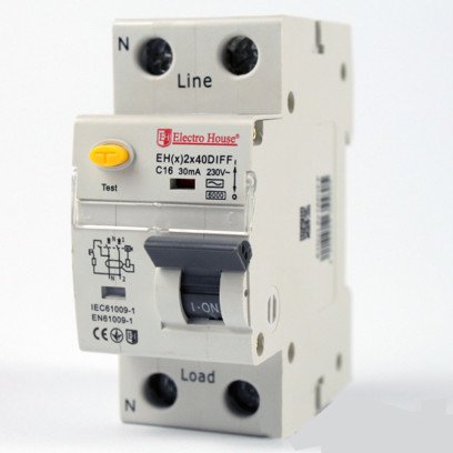 Диференціальний автомат 40 A 1p+N (2 модулі) 230-240 В 4,5 кА, EH(x) 2x40DIFF