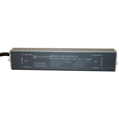 LED драйвер компактний 60 Вт 24 В (серія Герметична IP67), гарантія 2 роки, EH-DR60W24G