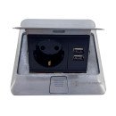 Розетка врізна для підлоги Алюміній 16 А + 2 USB 2,1 А IP44, EH-F008