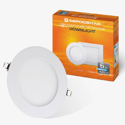 Світильник точковий врізний Євросвітло 6Вт коло LED-R-120-6 6400К, 000039171