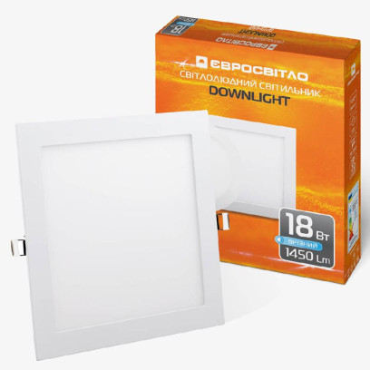 Світильник точковий врізний Євросвітло 18Вт квадратний LED-S-225-18 4200К, 000039197