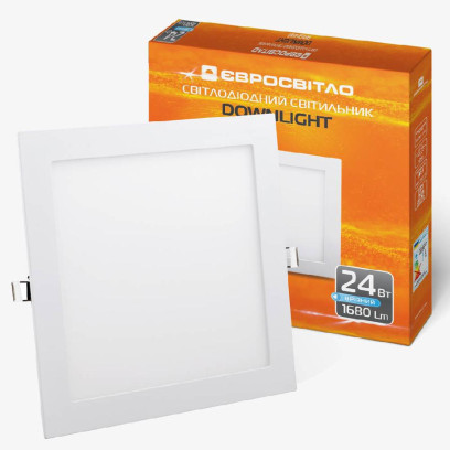 Світильник точковий врізний Євросвітло 24Вт квадратний LED-S-300-24 6400К, 000039191