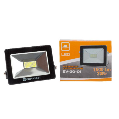 Прожектор світлодіодний EVRO LIGHT 20Вт 6400K EV-20-01 1600Лм SMD НМ, 000039414