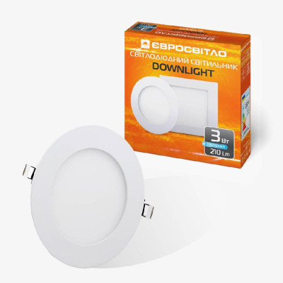 Світильник точковий врізний Євросвітло 3Вт коло LED-R-90-3 4200К, 000039169