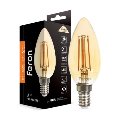 Світлодіодна лампа Feron Filament LB-58 4Вт E14 2200K, 5627